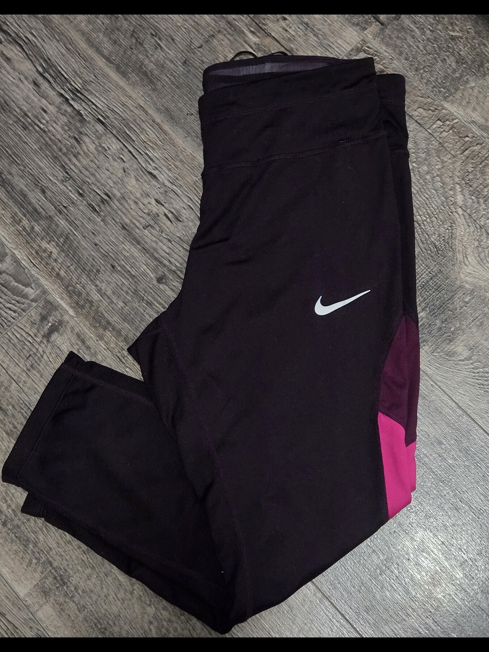 Nike Women's Plum Athletic Capri Leggings with Pink Accent